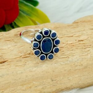 Dainty Blue Sapphire Ring 925 Sterling Silver Ring Blue Ring Minimalist Ring Wedding Ring Anniversary Gift Multi Stone Ring Gift For Her R0339-GS