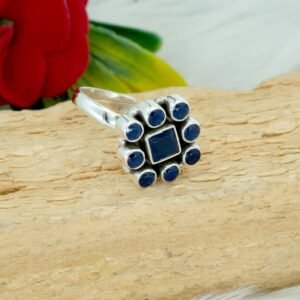 Dainty Blue Sapphire Ring 925 Sterling Silver Ring Blue Ring Minimalist Ring Wedding Ring Anniversary Gift Multi Stone Ring Gift For Her R0338-GS