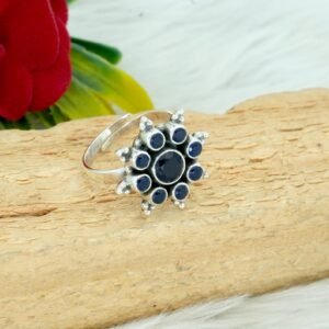 Dainty Blue Sapphire Ring 925 Sterling Silver Ring Blue Ring Minimalist Ring Wedding Ring Anniversary Gift Multi Stone Ring Gift For Her R0337-GS