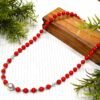 Genuine Natural Coral Necklace Natural Gemstone jewelry-sterling silver. Beaded Coral Round 6.5 mm Necklace handmade necklace gift NL0020-GS