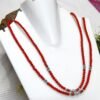 Genuine Natural Italian Coral Necklace-Gemstone jewelry-sterling silver. Beaded Coral Round 4x4 mm Necklace handmade necklace gift NL0076-GS