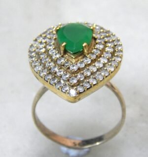 Green Onyx & CZ Ring in 925 Sterling Silver, Minimalist Ring, Wedding Ring, Onyx Ring, Cubic Zirconia Ring, Gift For Her, 925 Silver Ring R0272-GS