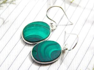 Malachite Earring Sterling Silver Jewelry Gemstone Earring Women's Jewelry Wedding Gift Handmade Earring Gift For Her E0053-GS