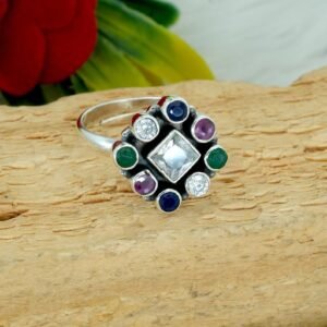 Natural Ruby, Emerald & Sapphire Ring In 925 Sterling Silver Precious Ring Multi Stone Ring Silver Jewelry For Girl And Women Gift Item R0368-GS