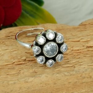 Cubic Zirconia Ring 925 Sterling Silver Jewelry Wedding Ring Adjustable Ring Handmade Ring Silver Jewelry Gift For Girls & Women Gift item R0347-GS