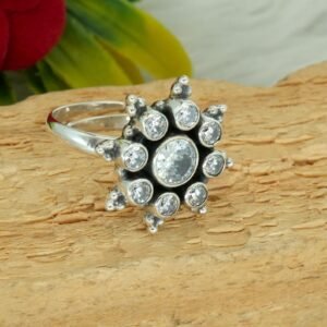 Cubic Zirconia Ring 925 Sterling Silver Jewelry Wedding Ring Adjustable Ring Handmade Ring Silver Jewelry Gift For Girls & Women Gift item R0346-GS
