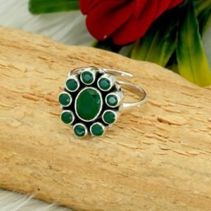 Green Onyx 925 Sterling Silver Ring Adjustable Ring Onyx Jewelry Wedding Ring Gift For Her Gemstone Ring Green Flower Ring Ring For Wedding R0344-GS