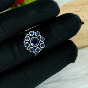 Dainty Blue Sapphire Ring 925 Sterling Silver Ring Blue Ring Minimalist Ring Wedding Ring Anniversary Gift Multi Stone Ring Gift For Her R0340-GS
