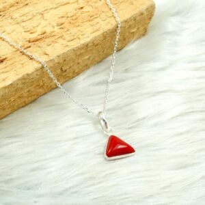Genuine Natural Italian Coral Necklace Natural Gemstone jewelry-sterling silver. Coral Necklace handmade necklace gift NL0033-GS