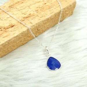 Natural Genuine Lapis Lazuli Necklace 925 Sterling Silver Jewelry Boho Necklace blue Gemstone Wedding Necklace Anniversary Gift For Her NL0027-GS