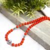 Genuine Natural Coral Necklace Natural Gemstone jewelry-sterling silver. Beaded Coral Round 6.5 mm Necklace handmade necklace gift NL0021-GS