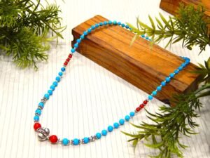 Genuine Coral, Turquoise Necklace-Natural Gemstone jewelry-sterling silver. Beaded Multi Necklace handmade necklace gift for Her NL0019-GS